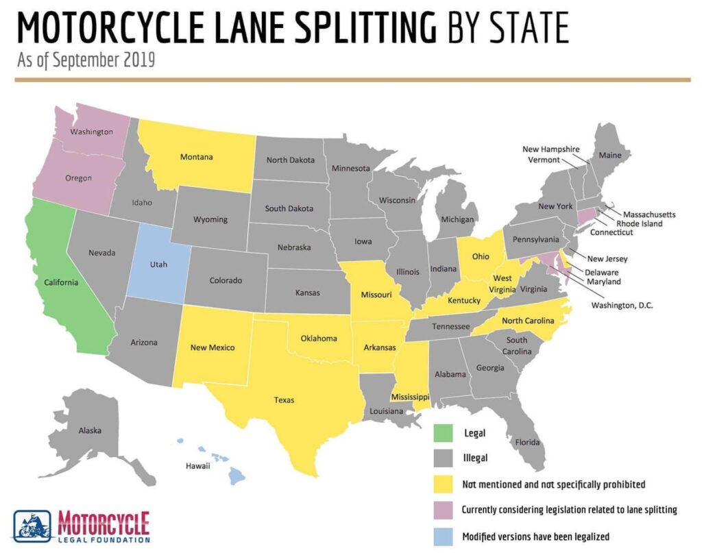 Legal Lane Splitting: Which US States Permit It?