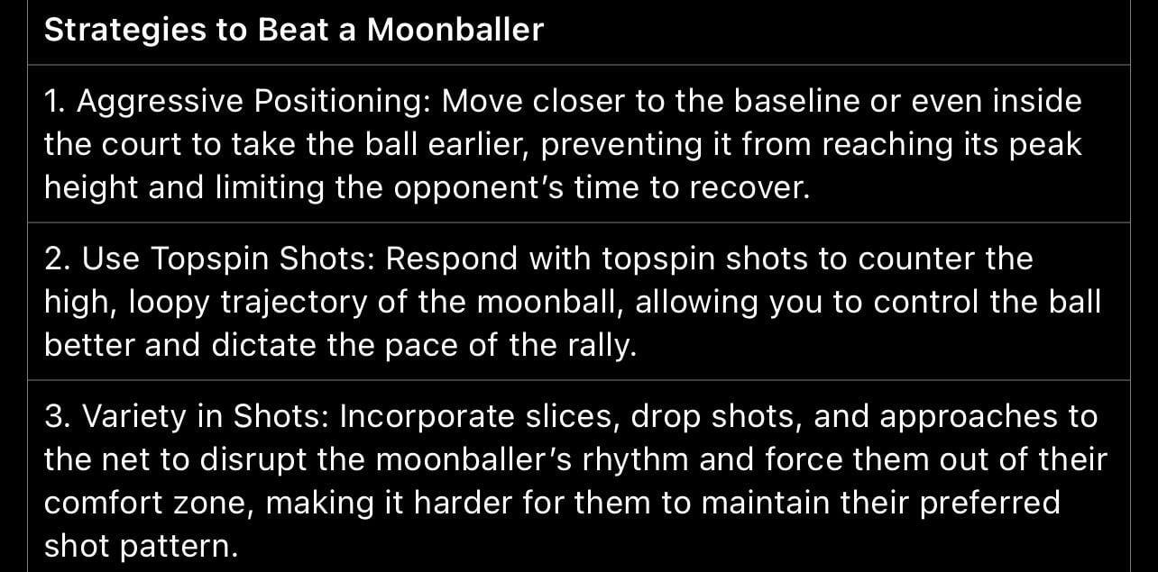 Are you playing against a moonballer often? Learn the best ways to counter their high topspin shots.