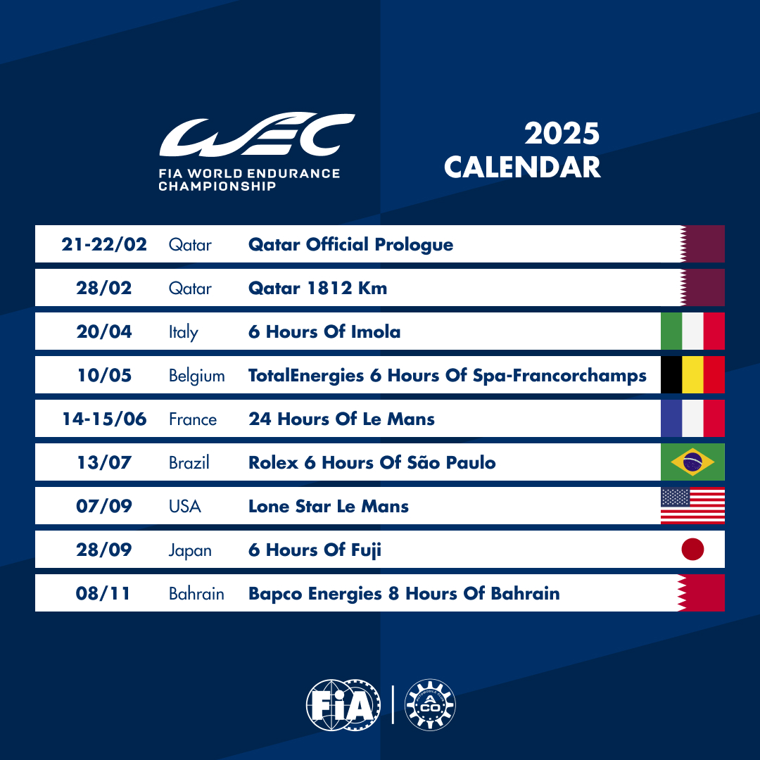 2025 WEC schedule: Dates and locations for the season